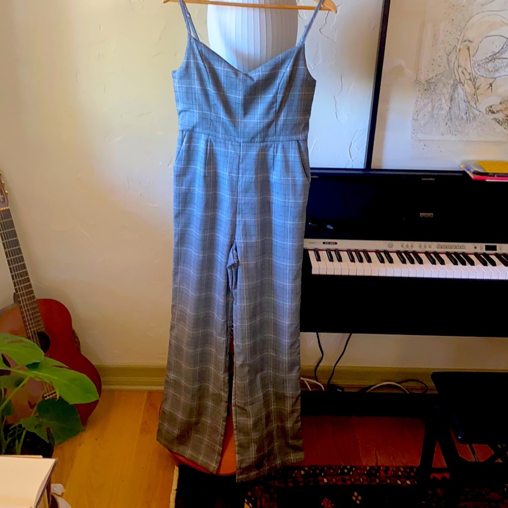 Plaid jumpsuit with pockets